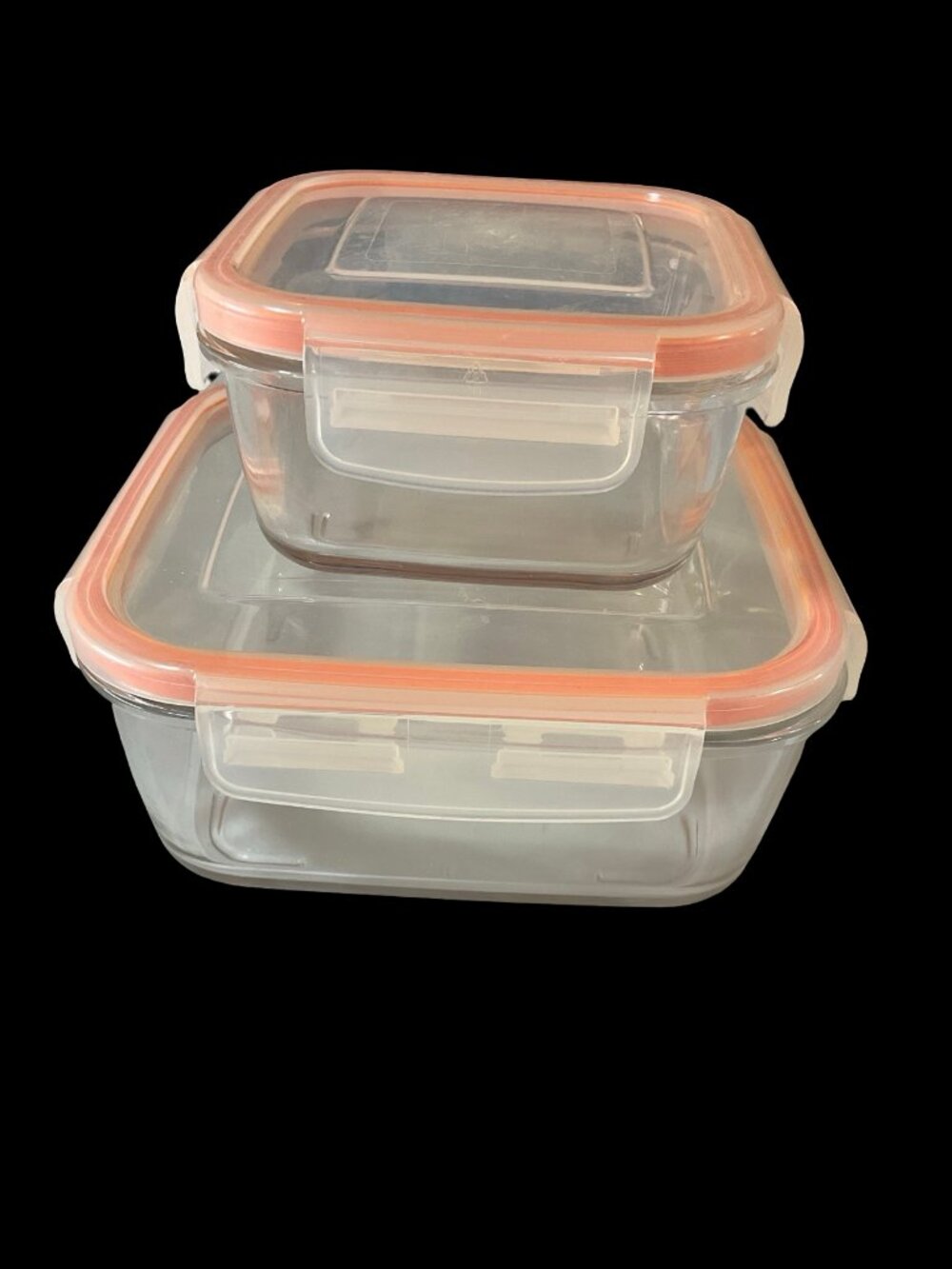 🏡 5/$25 - Square Glass Containers w/ Orange Seal x2